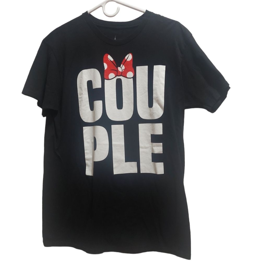 Disney Parks Couples T-Shirt Black Adult Size Large Honeymoon Minnie Bow GUC
